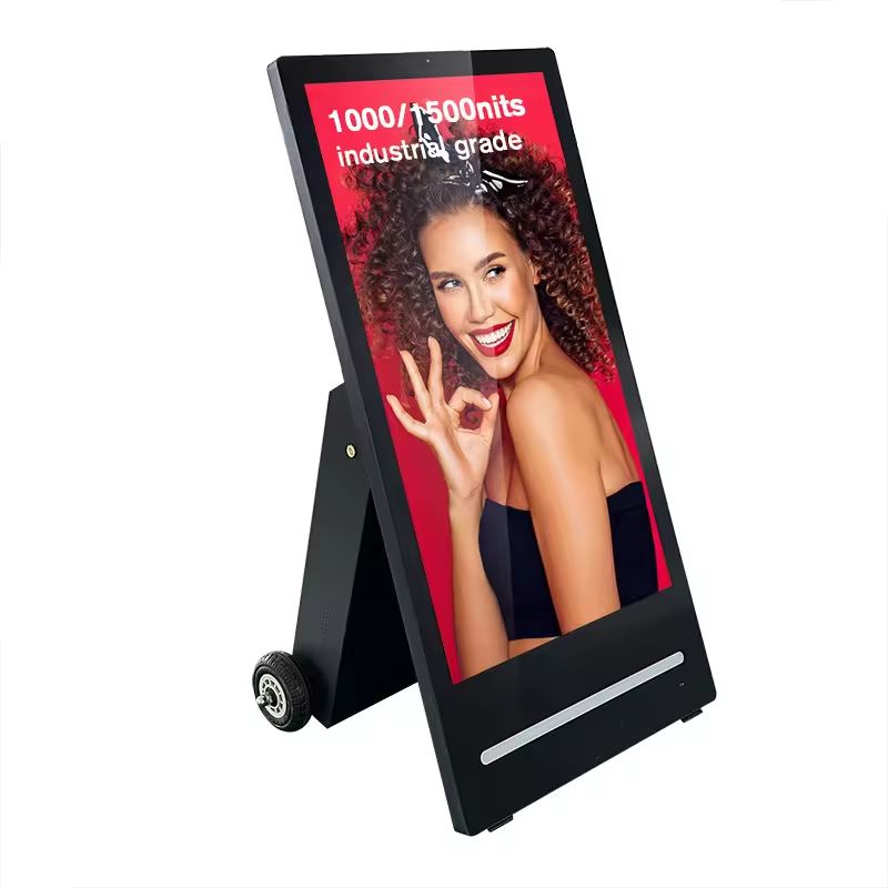 Portable Outdoor Rechargeable LCD Digital Signage Display;